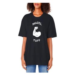 Schmattees Mazel Tuff Strong Jew Funny Jewish Work Out Gym Hanukkah Adult Oversized Vintage T-Shirt