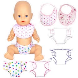 Famoby American Girl Doll Baby Alive Girl 4Pcs Diapers and 2Pcs Bids for 14 to 18 Inch Dolls, Birthday Gift, Sleepover Party