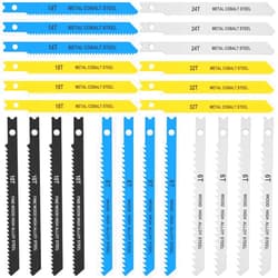 PieJoFpy 24PCS Jig Saw Blade Set, U-Shank Jigsaw Blades for Wood High Carbon Steel Assorted Fast Cut Down Jigsaw Blade Compatible with Bosch DEWALT SKIL Black and Decker includes 6t 8t 10t 14t 18t 24t 32t