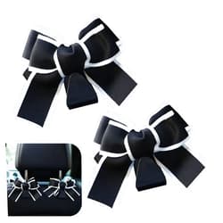 Teybouk 2 PCS Car Purse Hooks, PVC Multi-Functional Sturdy Vehicle Seatback Storage Hooks, Adorable Bow-Shaped Hanger Decorative Accessories, Universal for Most Cars, Trucks, SUVs (Black)