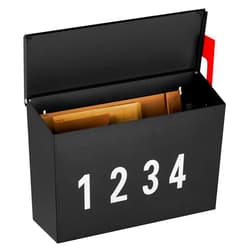 LAND·VOI Wall-Mount Mailbox with One Flag Kit and Three Sets of 0-9 Mailbox Number Stickers, Mailboxes for Outside, Galvanized Steel Rust-Proof Metal Post Box, 4.33