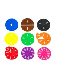 edxeducation Fraction Circles - Set of 51 - 9 Values and Colors - Teach Fraction Equivalents and Parts to Whole