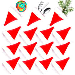 LUTER 15Pcs Mini Santa Hats Tiny Christmas Hats Table Decoration for Cup Bottles Covers, Silverware Holders, Candy Socks (5.5 x 4.3 inches)