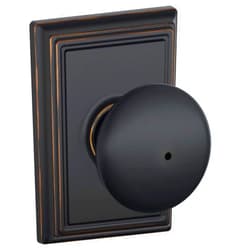 Schlage F40 Plymouth with Addison Rose Privacy Lock with 16080 Latch 10027 Strike Aged Bronze Finish
