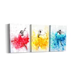 CIYU Elegant Ballerina Wall Art Ballet Print Dancing Girls Artwork Figure Canvas Dancers Painting Decor for Girls Living Room Bedroom (Dancers, 12x16inch x3)