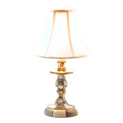 MACKENZIE-CHILDS Candlestick Lamp, Decorative Lamp for Living Room or Bedroom, Gray-and-White Sterling Check