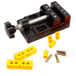 Hozzwhoo Mini Bench Clamp Flat Table Vice Adjustable Drill Press Vice for DIY Jewelry Walnut Nuclear Drilling Carving Watch Repair Tool