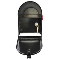 Qualarc E1-MLBX-LKIT-BLK Rust Proof Galvanized Steel Mailbox with Locking Insert, Steel Latch & Red Aluminum Flag, Black
