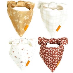 Remy+Roo Dog Bandanas - 4 Pack Marigold Set | Premium Durable Adjustable Polyester Fabric | Patented Shape Girl Dog Bandana| Pack of Bandanas for Dogs (Small)