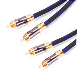 KUYIOHIFI Dual 2RCA Male to 2RCA Male Stereo Audio Cable, Double-Shielded (OD 8.0mm), for Amplifiers, AV Receivers, Hi-Fi System (8 Feet)