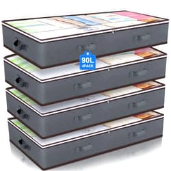 Budding Joy 90L Under Bed Storage Containers, Closet Organizers and Storage Bins, Foldable Underbed Storage Bags for Blankets, Towels, Comforter, Sweaters, Pillows, Linen Sheets, Wrapping Paper