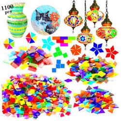 Csdtylh 1100 Pcs Mosaic Tiles, Glass Mosaic Tiles for Crafts Bulk, Stained Mosaic Glass Pieces, Mosaic Supplies for Home Decoration, Art Crafts, DIY Projects, Transparent (Mixed Shape)