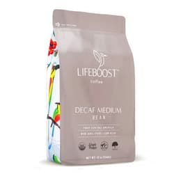 Lifeboost Coffee Medium Decaf Coffee Beans - Swiss Water Decaf Coffee - Low Acid Organic Decaf Coffee Beans - Third Party Tested For Mycotoxins & Pesticides - Whole Bean - 12 Ounces
