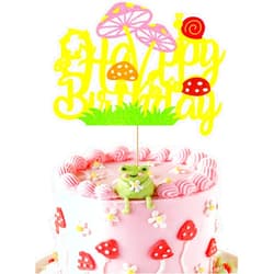 Birsppy Finestore168 Woodland Baby Shower Cake Topper Woodland Happy Birthday Cake Topper Mushroom Ladybug Snail Birthday Cake Decoration for Baby Shower,Boys & girls Birthday Woodland Party Decoration Spring Summer Insects Cake Topper