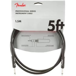 Fender Professional Series Instrument Cable 5 Feet Straight-Straight, Guitar Cable, Guitar Accessories, Black