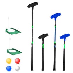 Micnaron Mini Golf Set - Two-Way Putter, Right/Left Handed, Adjustable Length for Children to Adults - 2 Golf Putters with 4 Golf Balls & 2 Cup with Flag