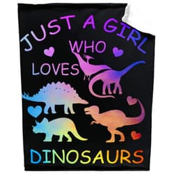 Daiitokuo Just A Girl Who Loves Dinosaurs - Dinosaur Theme Luxury Fleece Microfiber Lightweight Plush Ultra-Soft Throw Blanket Fuzzy Blankets for Bed Couch Sofa 40