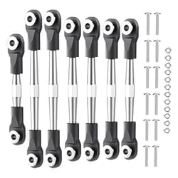 Quzmufi 7Pcs Aluminum Alloy Adjustable Turnbuckles Camber Link with Rod Ends Sets Fit for 1/10 Traxxas Slash 4x4/2WD/Hoss 4X4 VXL/2WD/Rustler 4X4 VXL/2WD/Stampede 4X4 VXL /2WD Upgrades,Black