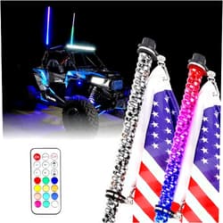 LZHOU TECH 2PCS 5FT RGB Whip Light LZHOU TECH RF Remote Control Spiral Lighted of Dancing/Chasing Antenna Side by Side Whip Light for ATV UTV Off-Road Truck Sand Buggy Dune RZR Can-Am