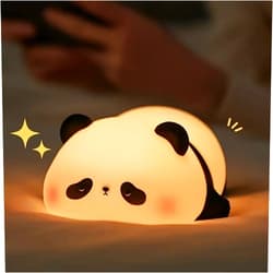 LAMJAD Cute Pumpkin Night Light, Silicone Rechargeable pat Light, 3 Level dimmable Bedside Night Light, Dormitory Decoration, Suitable for Halloween Christmas Birthday Gift Party Decoration (Panda Light)