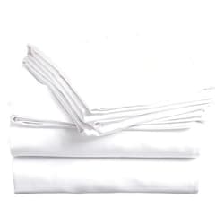 KP Linen 400-Thread-Count 4 PC Bedding Sheet Set 100% Cotton Super Soft Long Staple, Italian Finish Fitted Sheet fits Upto 12” deep Pocket Mattress Twin, White Solid