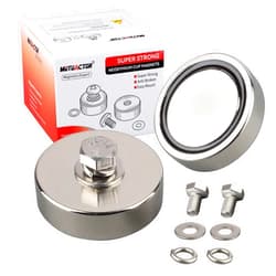 MUTUACTOR 2Pack Super Strong Neodymium Round Magnets with 1/4 Female Thread,150lbs Heavy Duty Round Magnets,Powerful Magnetic Removable Mounting for Lighting