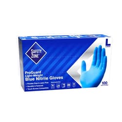 The Safety Zone Safety Zone GNPR-LG-1A 3MIL, Blue Powder Free Nitrile Glove L