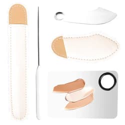 FdcLixuvol 3 Pcs Makeup Spatula Korean Set Foundation Spatula Spoon Tool Make Up Mixing Palette Tray Facial Cosmetic Spatula Stainless Steel Skin Care Spatula for Face Eye Cream (Silver)