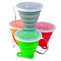 Meanhoo Collapsible Cups for Traveling - Portable Silicone Foldable Drinking Cup with Lid, Reusable Camping Cup for Outdoor Hiking, Home Use (9.22oz) -4 Pack