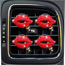 Jowxsx NTRR 4 Pcs Lip Air Vent Clips, Bling Lip Car Air Fresheners Vents Clips Women Rhinestone Car Diffuser Vent Clips Bling Red Car Accessories Charm Diamond Car Interior Decor Car Decoration Women