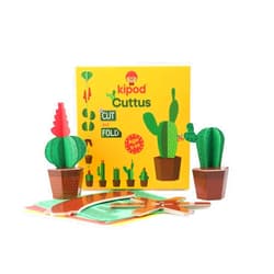kipod- Cuttus Paper Cactus Arts & Craft Kit for Kids- Includes 5 Cactus Sheets & Plant Pots- Montessori Inspired, Fine Motor Skills & Creative Play- Ages 5+