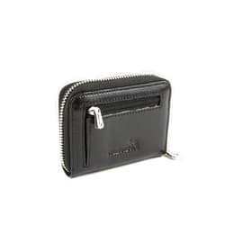 WalletBe Women's Wallet Leather RFID Original Zip Accordion, 10 Card Slots, Vegetable Tanned Leather Black