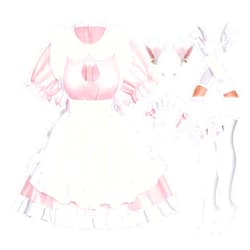 Wannsee Anime French Cat Maid Apron Fancy Dress Cosplay Costume Headwear Gloves Socks set(Pink M)