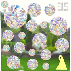 DELLAN Window Decals for Birds Strikes, DELLAN 35 Anti-Collision Bird Deflectors, Suncatcher Stickers Rainbow Window Clings for Glass Windows