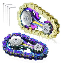 LENDOD 2 PACK Metal Bike Chain Fidget Spinners Toys for Adults & Teens & Kids - Cool Gadgets Office Desk Toy Stress Relief Sensory Items for Autism ADHD Anxiety Stocking Stuffers for Teen Boys Adult Men Gift