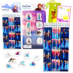 Frozen Disney Frozen Pencil and Eraser Set for Kids - Bundle with 12 Frozen Pencils, 8 Frozen Erasers, Bookmark, and More | Disney Frozen Party Supplies Set