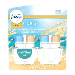 Febreze Plug In Air Freshener, Odor-Fighting Scented Oil Refill, Warm Ocean Breeze, 2 Refill