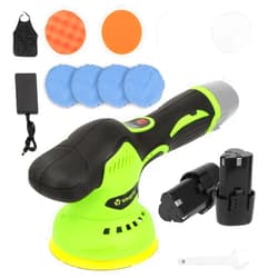 Yougfin Cordless Car Buffer Polisher, 5 Inch Car Buffers and Polishing Kit, 8 Variable Speed Car Polish Kit, 2*12V 2.0Ah Batteries Cordless Polisher For Car Detailing/Waxing/Scratch Removing