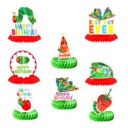 Coperbri Cartoon Very Hungry Little Green Caterpillar Happy Birthday Honeycomb Centerpieces Insects Theme Decor for Boy Girl 1st Birthday Party Baby Shower Favors Supplies Decorations Photo Studio Booth Props