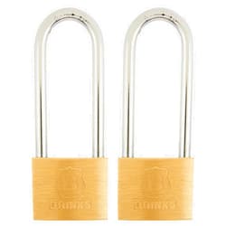 BRINKS - 40mm Solid Brass Keyed Padlock with 2.5” Shackle Clearance, 2-Pack - Chrome Plated with Hardened Steel Shackle, (171-42201)