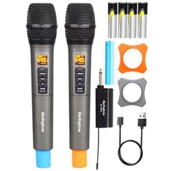 Berlingtone) Dual UHF Wireless Dynamic Handheld Microphone Systems, 60 Adjustable Frequency Channel, with Echo, Treble, Bass Volume, Rechargeable Battery, for Singing, Church, up to 200Ft. Range
