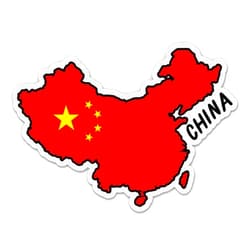 Squiddy China Map with Flag - Vinyl Sticker Decal for Phone, Laptop, Water Bottle - 3