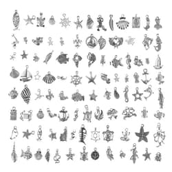 CCINEE Wholesale 100 Pieces Assorted Antique Charms Ocean Themed Sliver Pendants for Jewelry Making and Craft Making