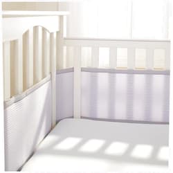 BreathableBaby Breathable Mesh Crib Liner – Deluxe Collection – Gray – Fits Full-Size Four-Sided Slatted and Solid Back Cribs – Anti-Bumper