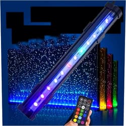 REIRQIE ​​​​​​​​​​​​​Submersible Aquarium Light,LED Aquarium Air Bubble Light,RGB Color Changing Brightness Adjustable Timing Waterproof Remote Control Fish Tank Light Bar,Aquarium Light Bubbler Wall,7inch