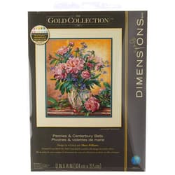 Dimensions Gold Collection Counted Cross Stitch Kit, Floral Vase, 18 Count Ivory Aida, 12'' x 14''