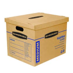 Bankers Box Medium Classic Moving Box 10 Pack, Reinforced Handles, Tape-Free Assembly, Box with Lid, 19-in x 14.5-in x 15.5-in (8817201)