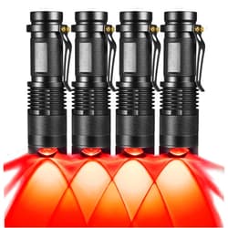 RaySoar 4 Pack Red Light Flashlight, 3 Modes Red LDE Flashlight Red Flashlight for Astronomy, Night Observation and Outdoor Activities