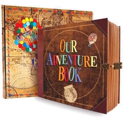FEIYU BUY Our Adventure Book Travel Diary Photo Book, Scrapbook, Photo Album - Retro Vintage Souvenirs, DIY Guestbook for Anniversary, Wedding, Travel Writing, Baby & Friend Gifts, Heartfelt Present (Ball)