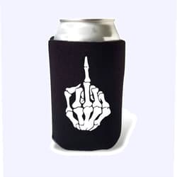 Capital City Commerce Funny Halloween Can Cooler - Skeleton Middle Finger Beer Coolie- Halloween Party Drinking Accessory for Beer Cans or Bottles - Party Coolies Active
